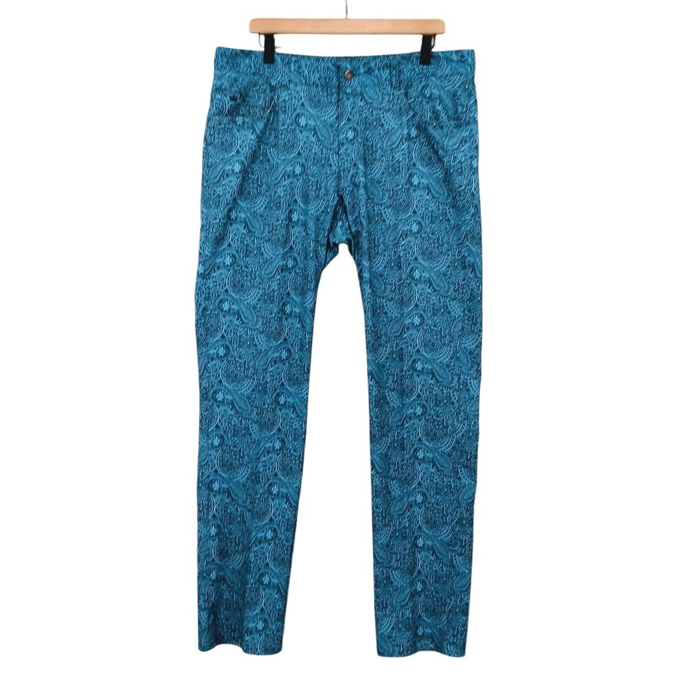 Peter Millar Crown Sport Pants Mens 36x33.5 Blue Paisley Stretch Athletic EB61